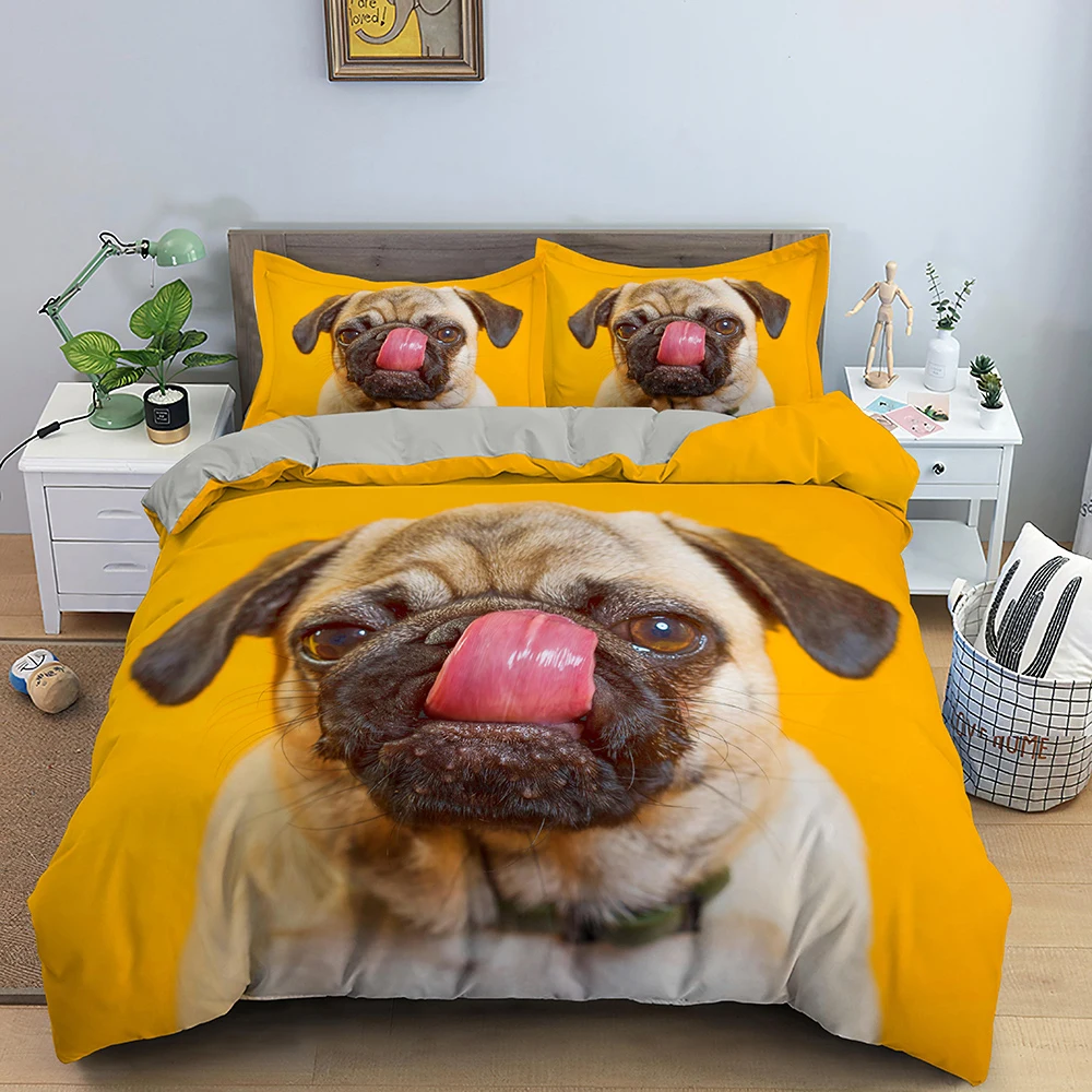 3D Printed Pet Cute Dog Bedding Set Boys Girls Twin Queen Size Duvet Cover Pillowcase Bed Kids Adult Fashion Home Textileextile