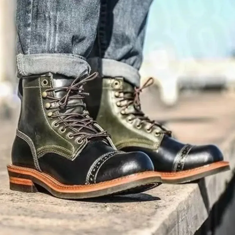 

Retro Moto Short Boots Couple Boots British Short Face Work Boot Cycling Shoes Comfort Anti-collision Protective Boot