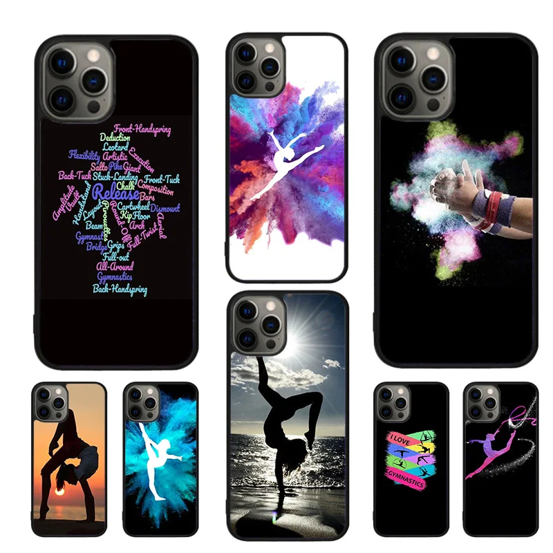 Love Gymnastics silhouette sports Phone Case For iPhone 16 15 14 11 12 13 mini Pro  XR XS MAX Plus coque Cover Shell