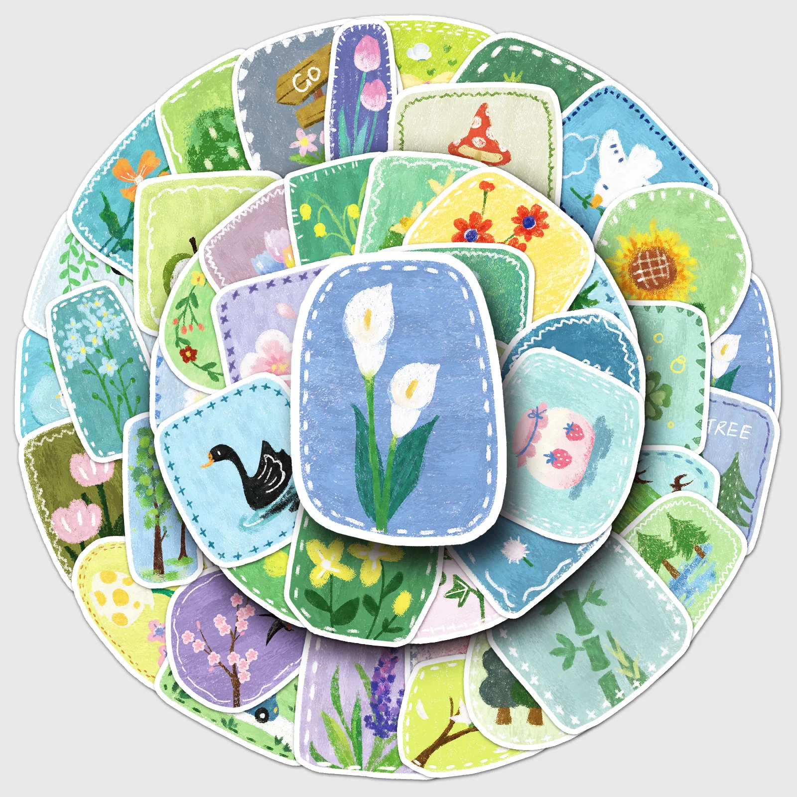 

50Pcs Spring Small Texture Series Cartoon Cute Waterproof Sticker Skateboarding Retro home decal Sticker