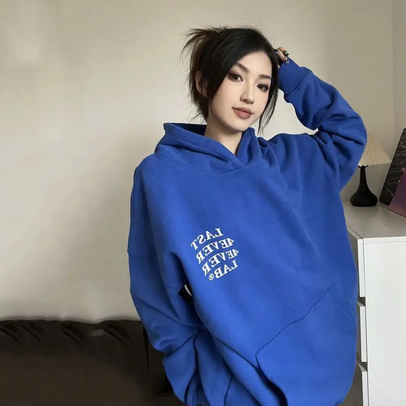 

Blue Women's Sweatshirt Letter Printing Hoodies with Orint on Text Hooded Top Woman Clothing Sport Red Y 2k Vintage High Quality