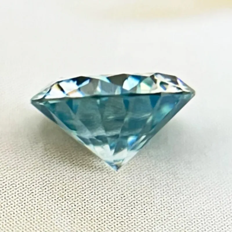 Moissanite Stone Gemstone Round Cut Aquamarine Colour Lab Created Diamond Advanced Jewelry Making Materials with GRA Certificate