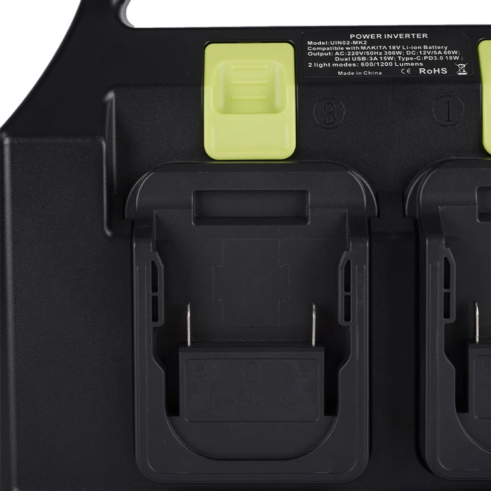 Multifunction 1 PCS Dual Sine Wave Inverter To AC 220V USB PD3.0 Tpye-C Power Bank Converter With Light For 18V Battery