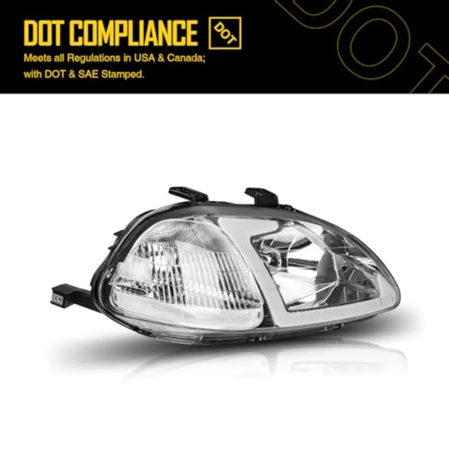 استبدال مجموعة المصابيح الأمامية لـ 1996 1997 1998 Civic EJ EM EK مع شريط LED DRL مجموعة مصابيح أمامية عالية الأداء لتعزيز #3