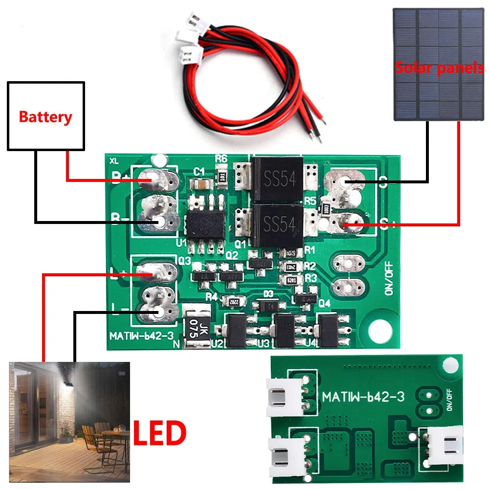 Automatic Solar Panel Battery Charger Board Night Light LED Lamp Control Switch Battery Charger Charging Controller Module