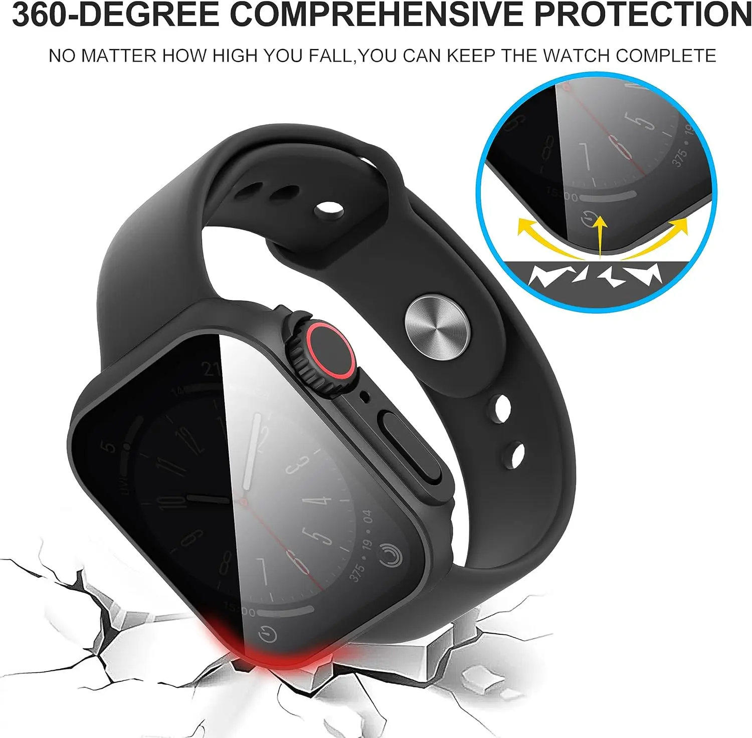 Privacy + Glazen Hoes Voor Apple Watch 40Mm 41Mm 44Mm 45Mm Anti-Spy Screen Protector Beschermende Film Voor Iwatch Serie 9/8/7/6/5/Se