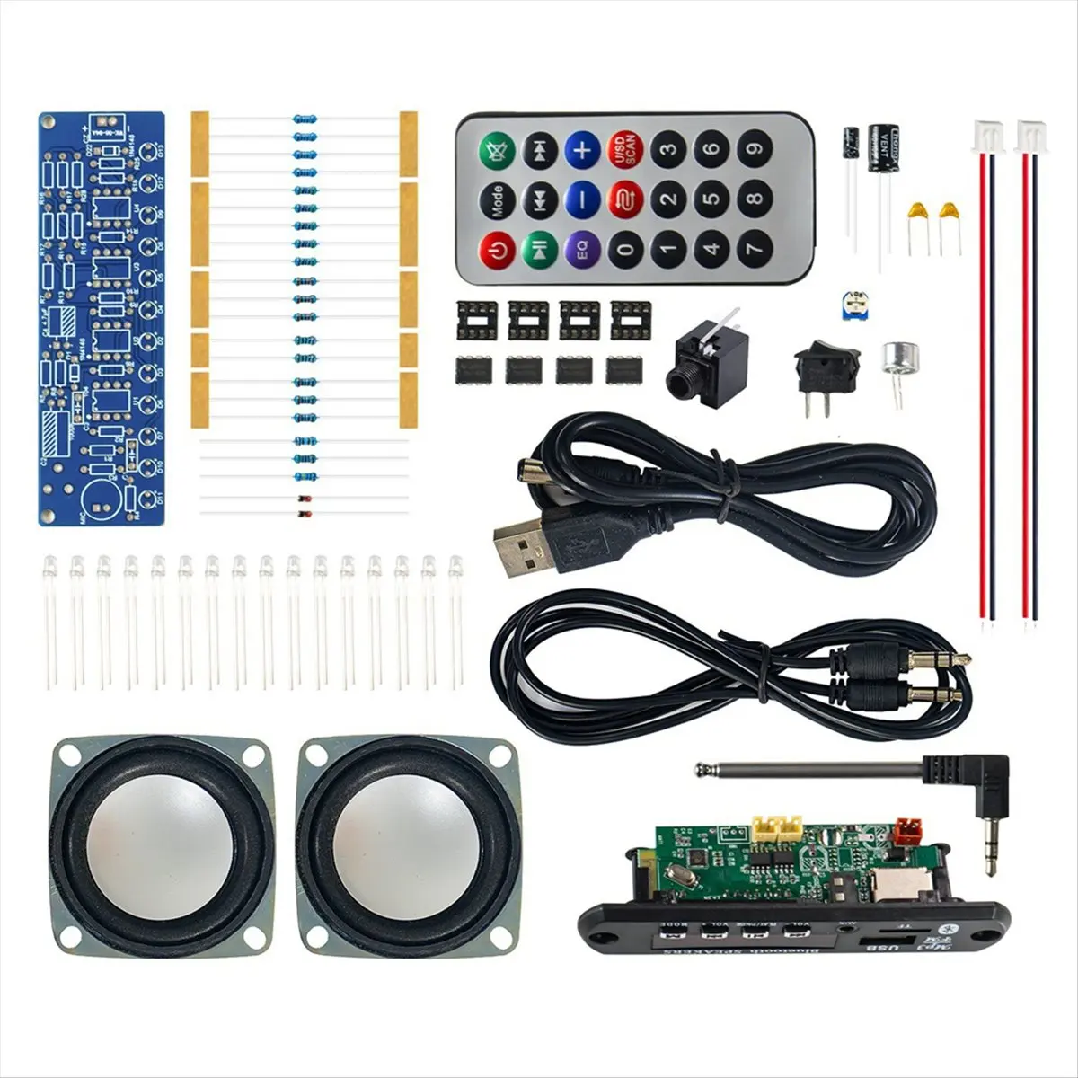 A73T Radio Dual Channel Bluetooth Speaker Amplifier Production Kit FM Spectrum Lamp Electronic DIY Welding Circuit