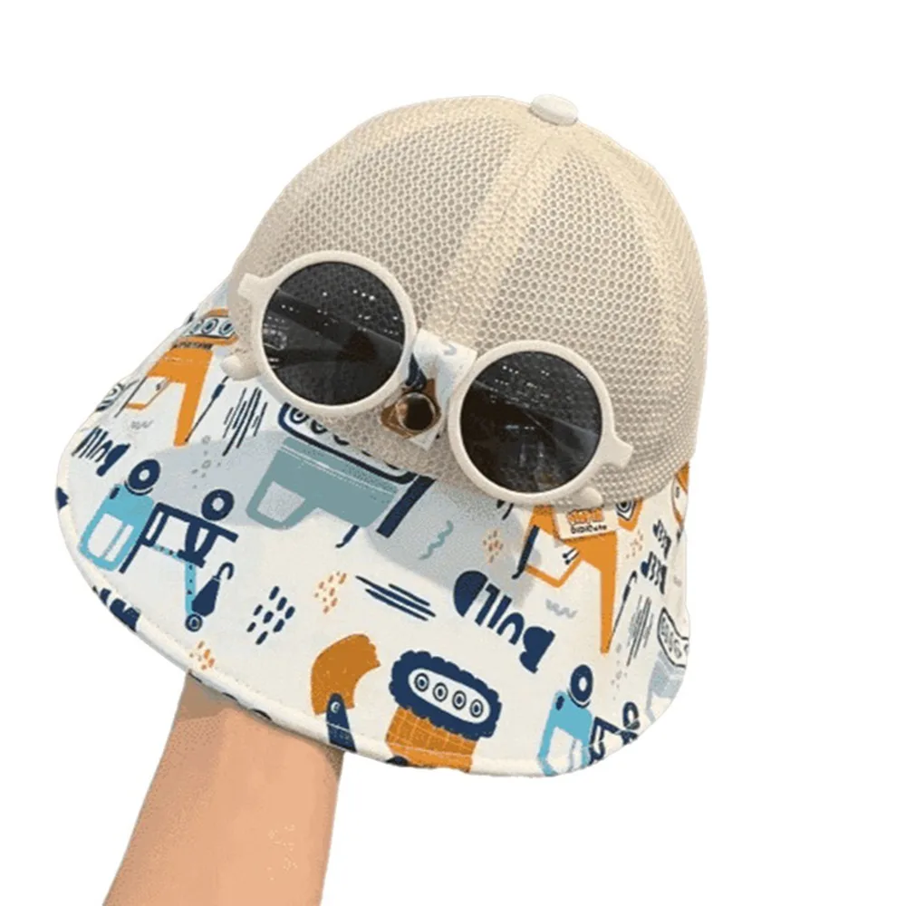 

New Mesh Children's Sunglasses Hat Adjustable Detachable Baby Hat Casual Breathable Baseball Cap Summer Spring