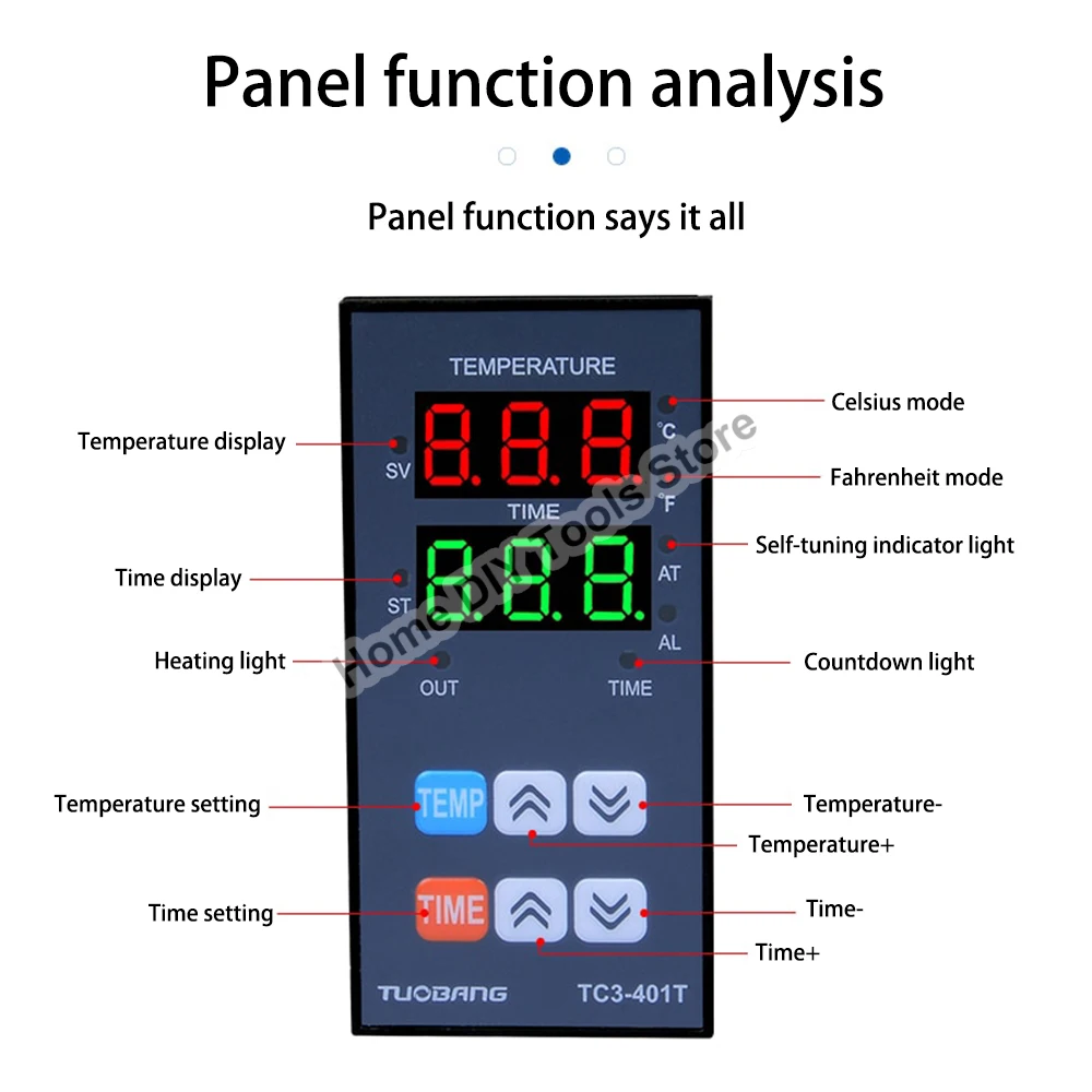 Multi-function Thermostat AC 100-240V High-precision Temperature Time Integrated Digital Display Temperature Controller TC3-401