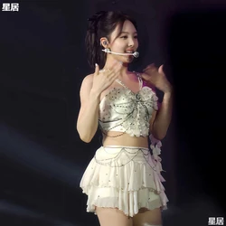 Sexy Sling Crop Tops Irregular Skirt Jazz Dancer Costumes Women Group Singer Dance Outfits New Dance Clothing Stage Kpop Clothes