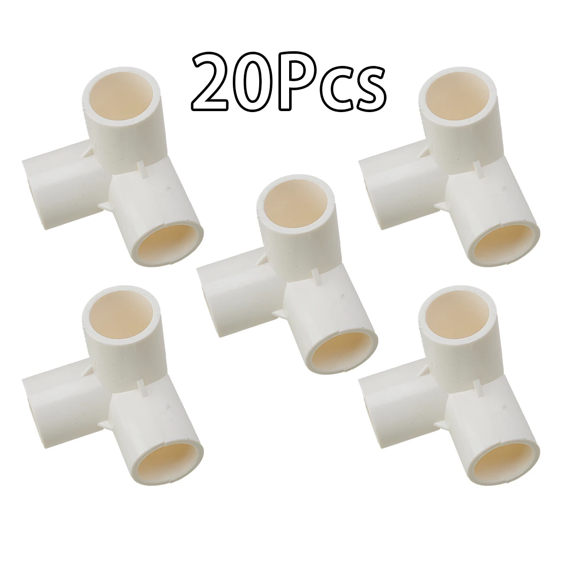 20pcs 20mm 3-Way Elbow Water Pipe Fitting Tee Corner Adapter Connector