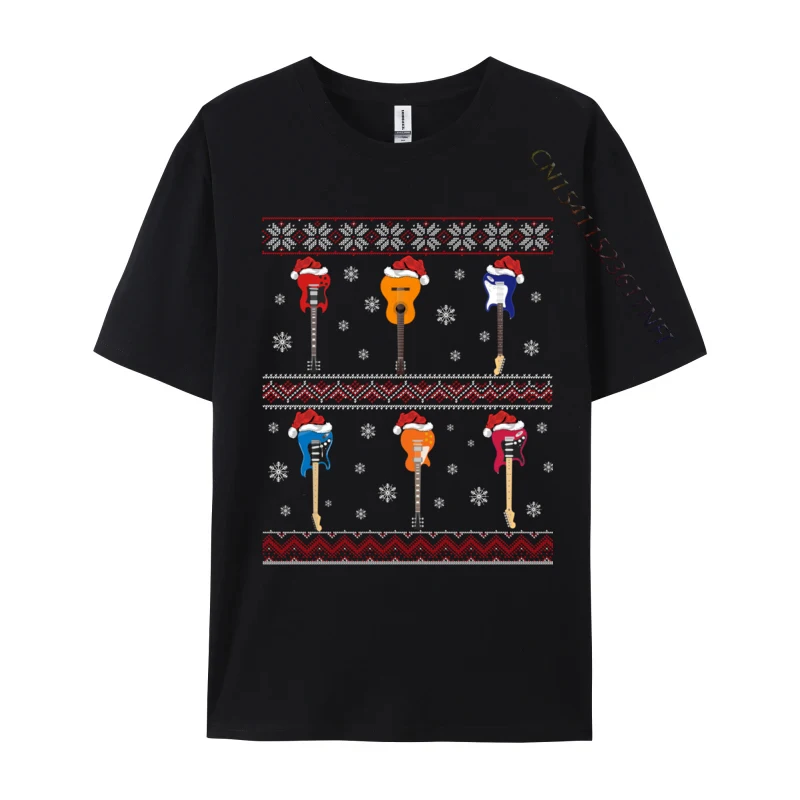 Guitar Music Lover Xmas Ugly Bass Guitar Christmas T-Shirts Top T-Shirts Tops Shirts Company Cotton Party Personalized Men's