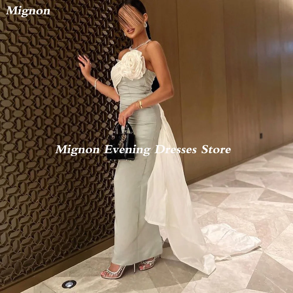 Mignon Satin Mermaid Strapless Ruffle Popular Prom Gown Ankle-length Saudi Elegant Formal Evening Party Dress for Women 2023