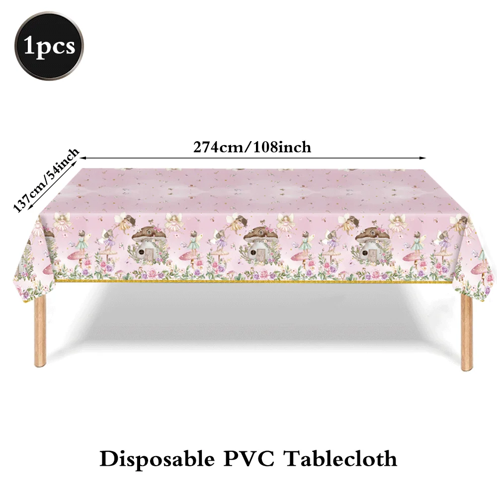 Fairy First Birthday Decorations Plates Napkins Tablecloth Banner Flower Fairy Balloons Enchanted Forest Fairys Party Supplies view 4
