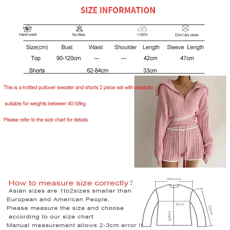 HELIAR Women Knit Casual 2 Piece Sets Zipper Pullover Sweater + High Waist Drawstring Shorts Set Office Women Outfit Fall Winter