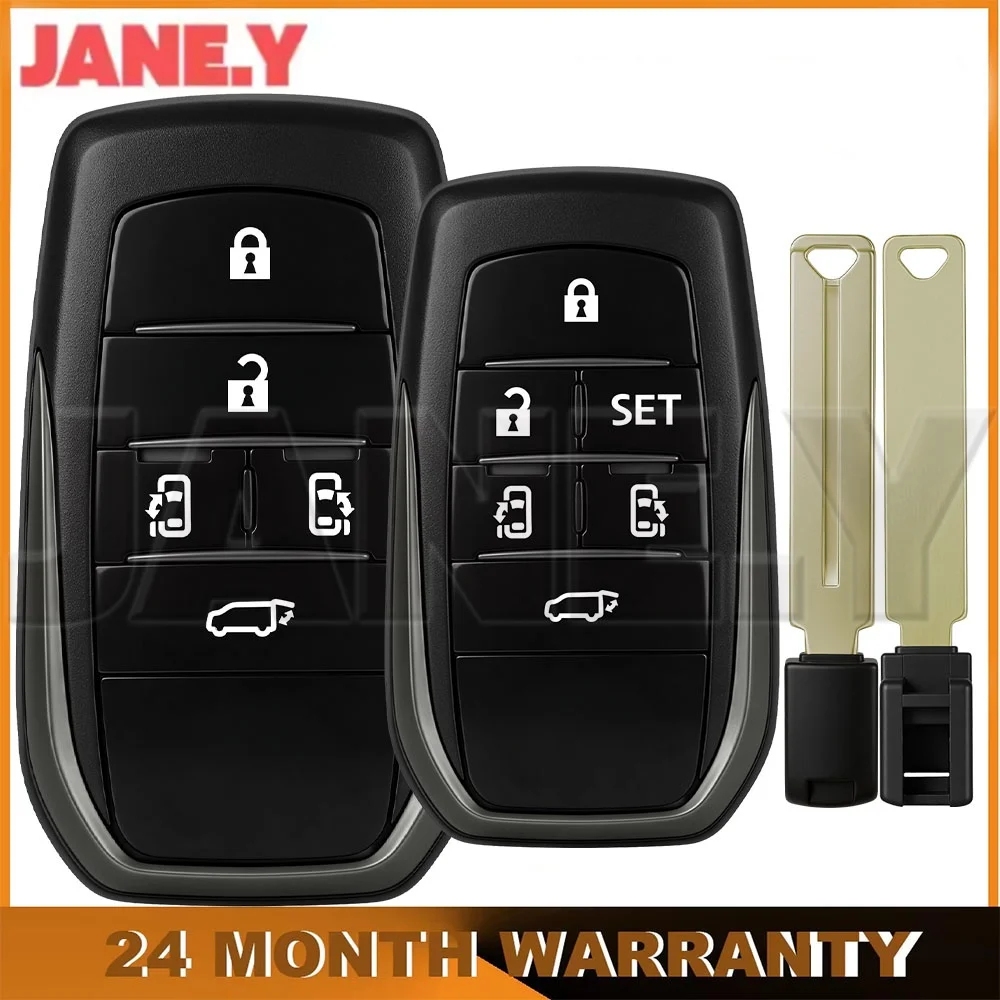 JANE.Y - New Remote Car Key Case 5/6 Buttons For Toyota ALPHARD VELLFIRE Keyless Go Smart Key Fob Shell Housing Replacement Kit
