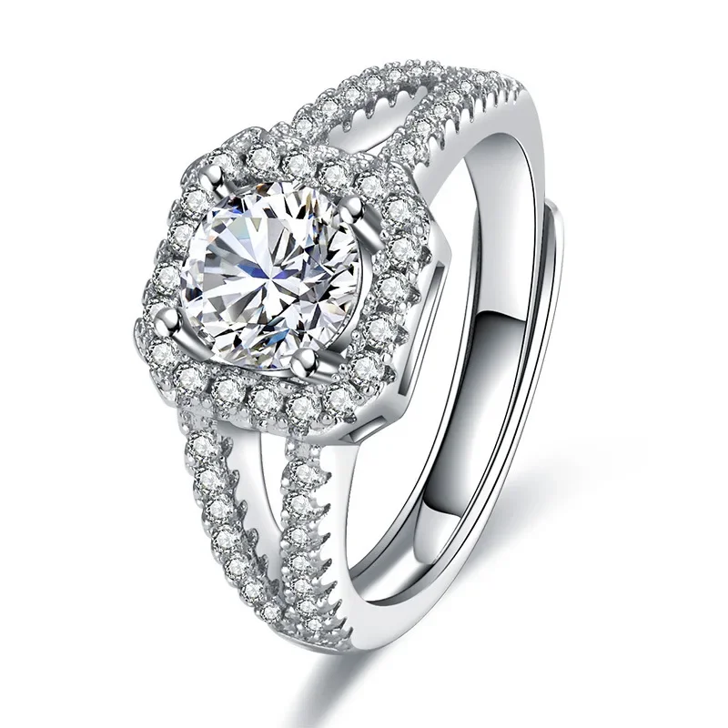 925 Silver Classic Ring for Women four claw Sterling Silver jewelry simple diamond ring imitation diamond women's ring