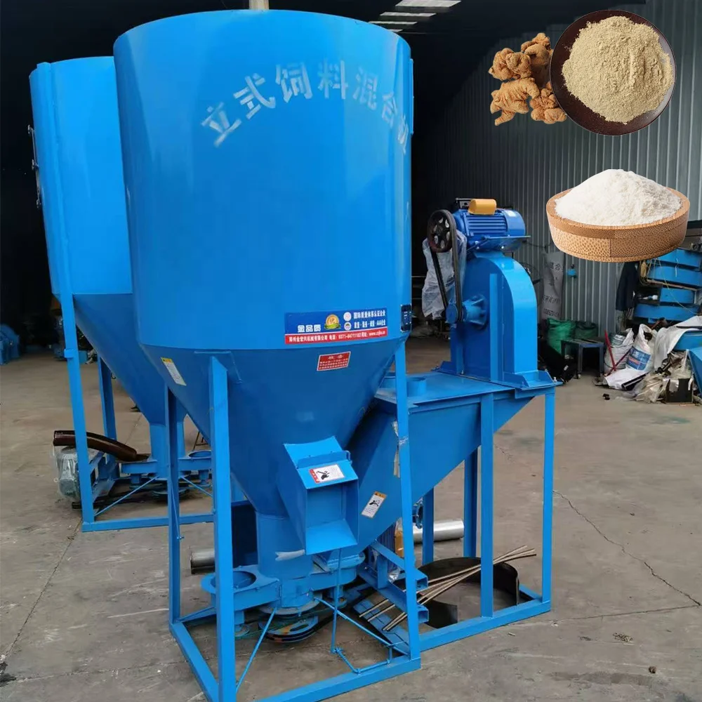 Vertical Animal Chicken Feed Mixer Crusher/New Type Fertilizer Crushing Mixing Set/Hot Selling Grain Poultry Food Grinding Mill