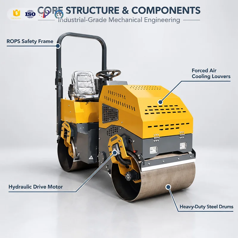Road Roller for Rural Road Paving Mini Double Drum Vibratory Tandem Roller Ride on Compactor