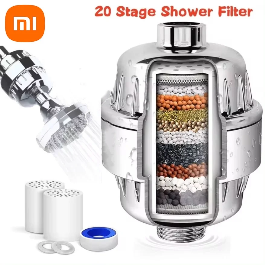 Xiaomi 15-20 Stages High Output Shower Water Filter to Remove Chlorine Fluoride Heavy Metals Filtered Soften Hard Water for Show