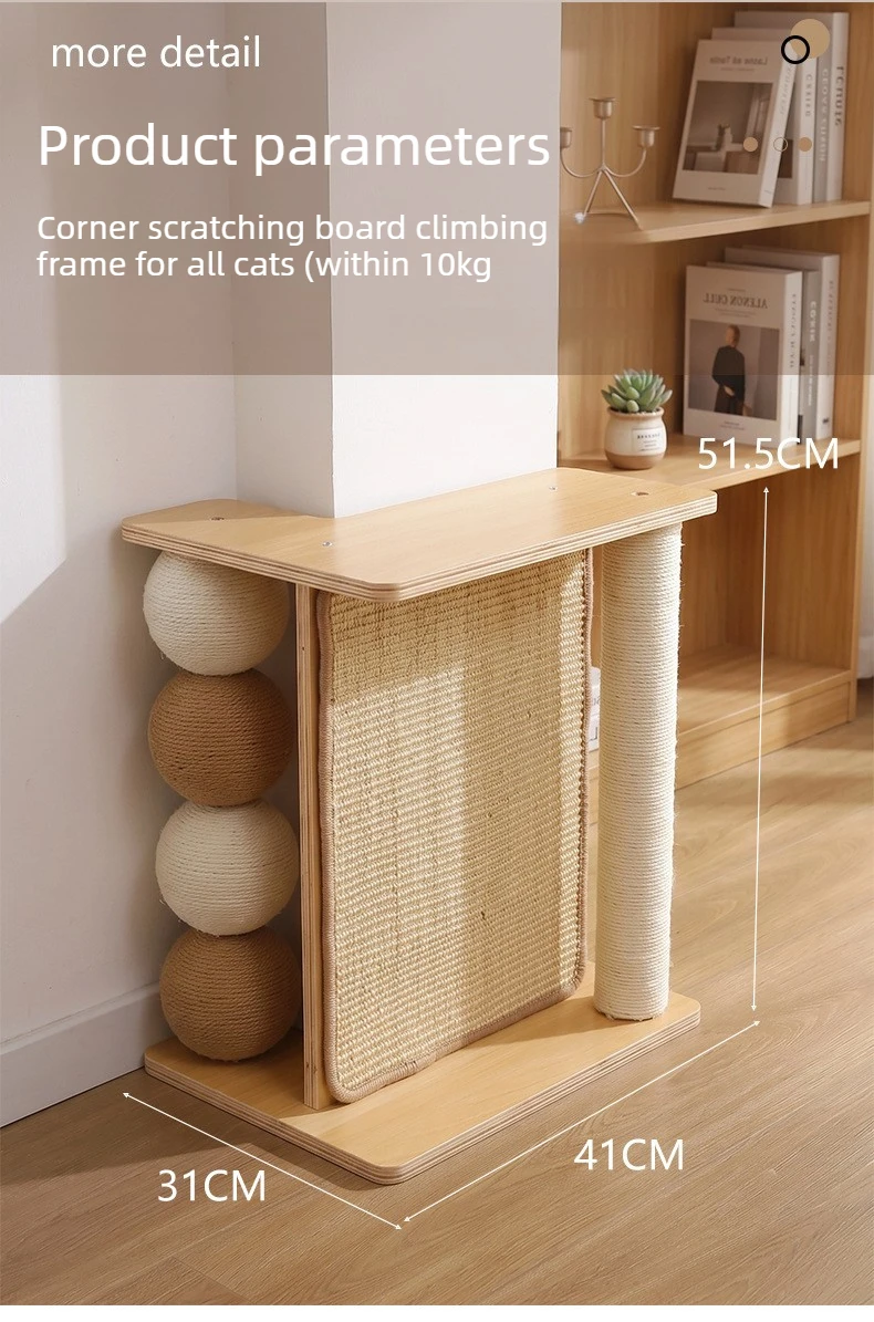 Sofa Corner Cat Scratching Post Couch Protector Sisal Scratcher Board Solid Wood Cat Scratchers Indoor Side Table Cats Furniture