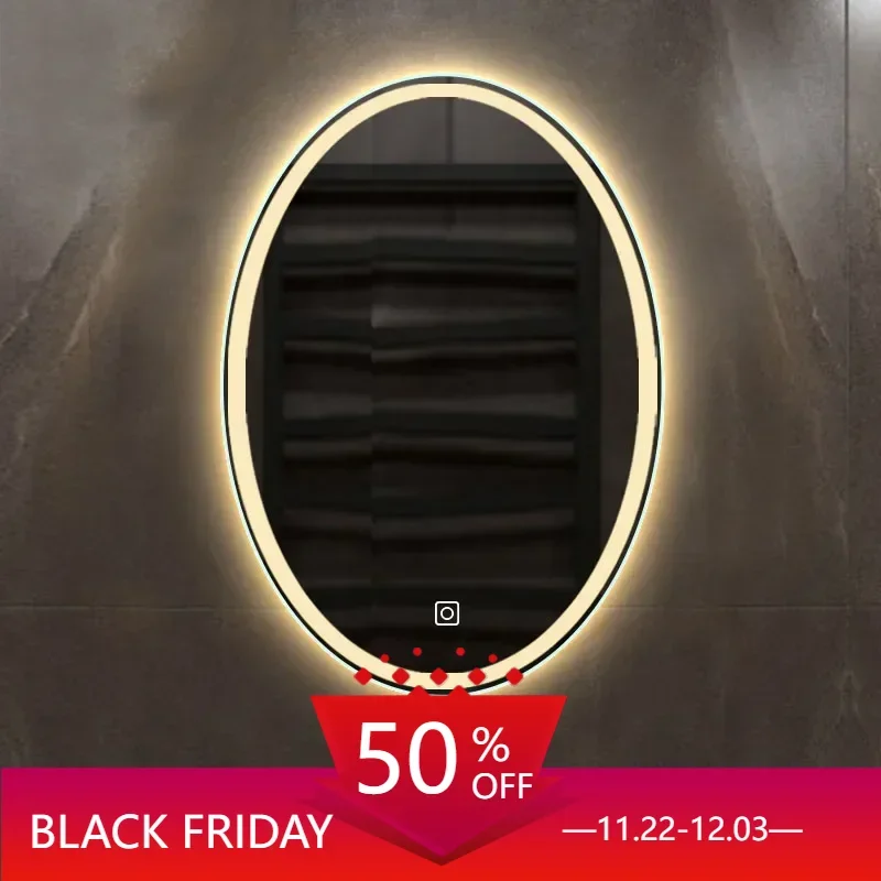 Led Light Decorative Bath Mirrors Room Full Size Smart Bath Mirrors Decorated Oval Espelho Grande Bathroom Furniture