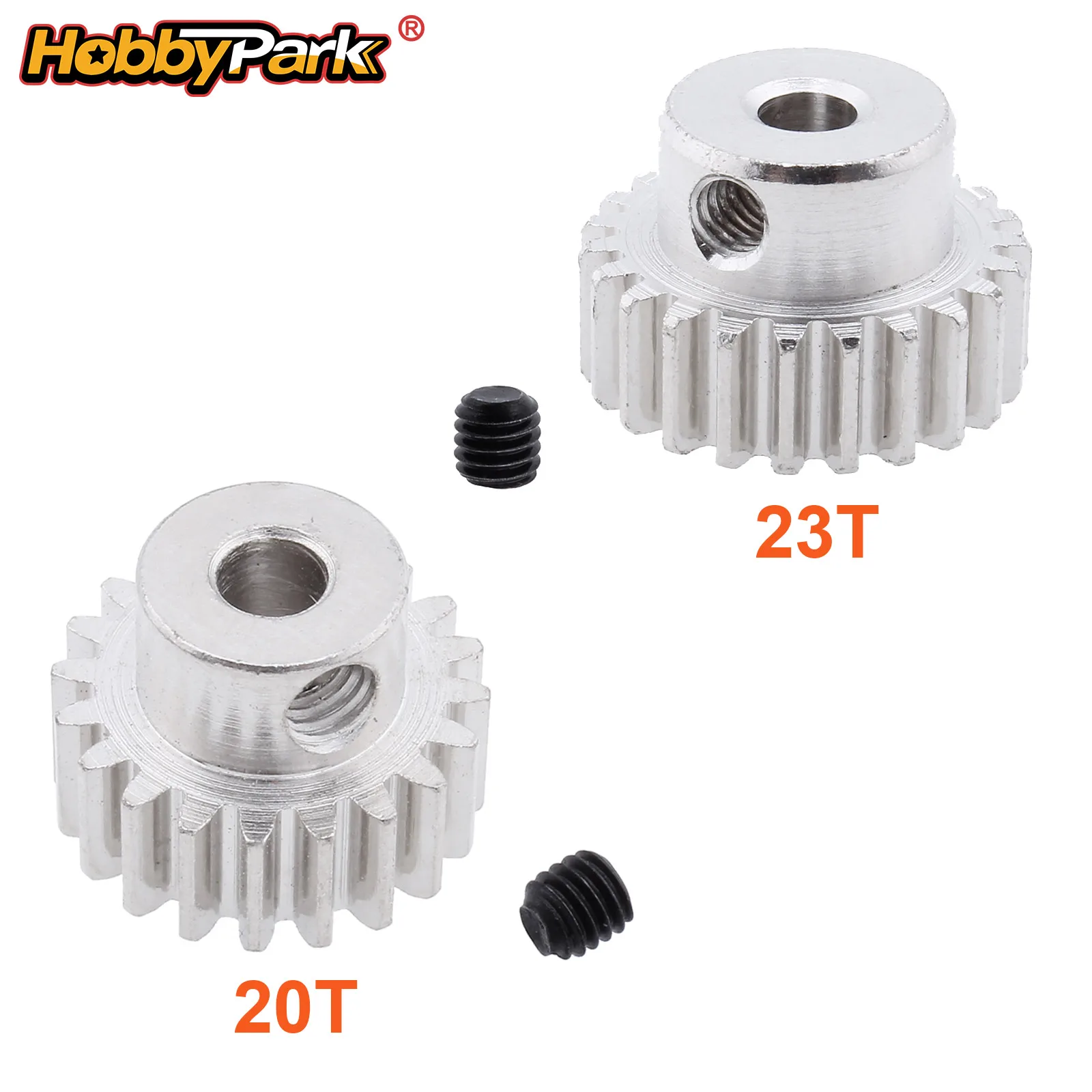 HobbyPark Metal 3.175mm Shaft Hole Motor Pinion Gears 20T 23T for RC Cars Scale Hobby Model