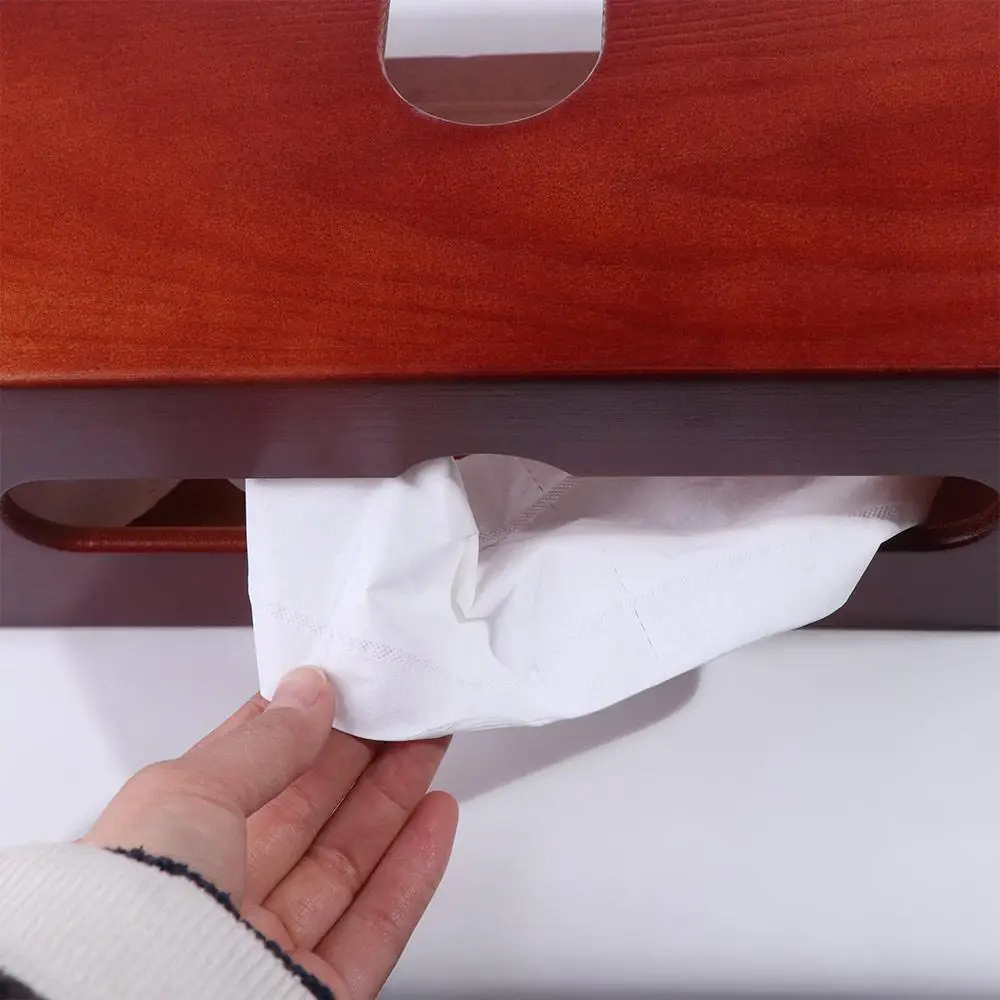 

Creative Wooden Napkin Holder Table Organizer Multi-function Case Hanging Tissue Box Polished Wall Mounted Paper Storage Holder