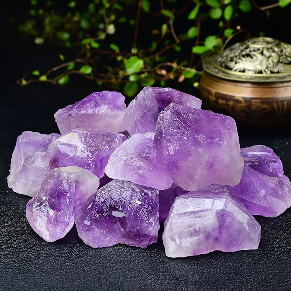 

Natural Light Amethyst Raw Stones Soft Dawn Energy Crystals Spiritual Landscape Accent Healing Home Collection