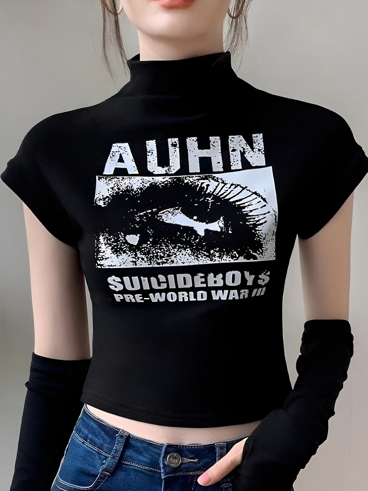 Red Jazz Dance Top Women's Slim Fit Street Style T-shirt for Music Festival Kpop Performance Autumn New Arrival Casual Wear