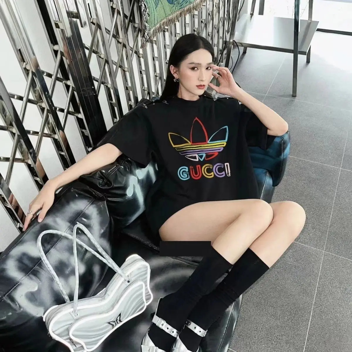 

Summer Trend Short-sleeved Loose Trendy Brand, Versatile Casual Men's and Women's Tee Pure Cotton New Round Neck Top with Print