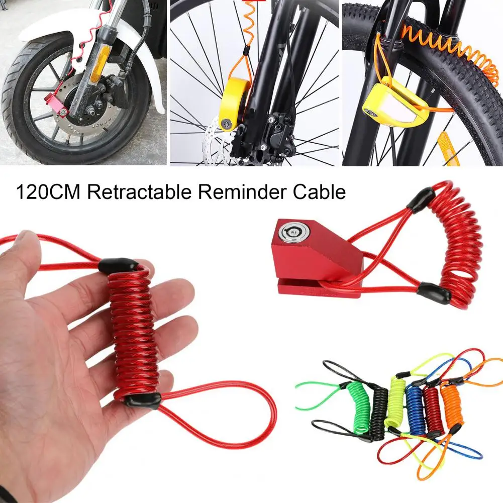 120cm Bike Scooter Lock Rope Motorcycle Motorbike Wheel Disc Reminder Coil Bicycle Anti Thief Security Spring Cable Wire Tools