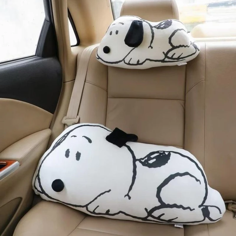 Miniso Cartoon Snoopy cuscino per auto protezione per il collo creativo quattro stagioni poggiatesta universale Cute Girl Chair Cushion Throw Pillow