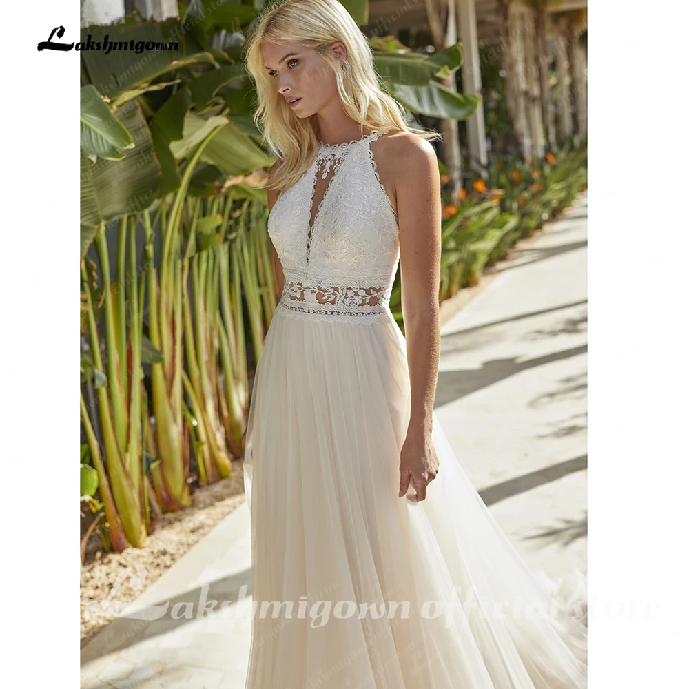 Lakshmigown Boho Damen Hochzeitskleid für den Sommer, Tüll, langes Strand-Hochzeitskleid, Spitze, Illusionsrücken, Vestido De Novia, maßgeschneidert – Detail 7