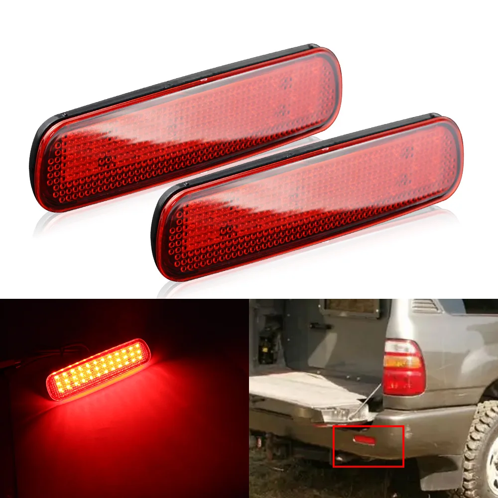 2pcs LED Rear Bumper Reflector Light For Toyota Land Cruiser 100/Cygnus LX470 Brake Lamp Car Parking Warning Stop Tail Lantern