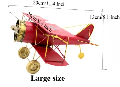 ERMAKOVA 29CM Metall handgemachte Handwerk Flugzeug Modell Flugzeug Modell Doppeldecker Home Decor Innenausstattung (rote Farbe) – Detail 3