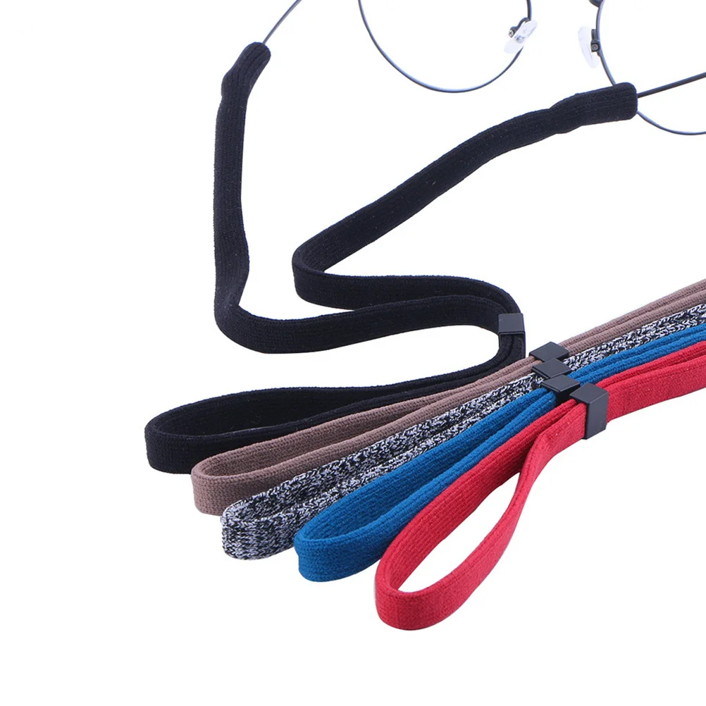 

5Pcs Elastic Eyeglass Rope Anti-Slip Adjustable Glasses Holder for All Types of Glasses Red Blue Black Brown Spots