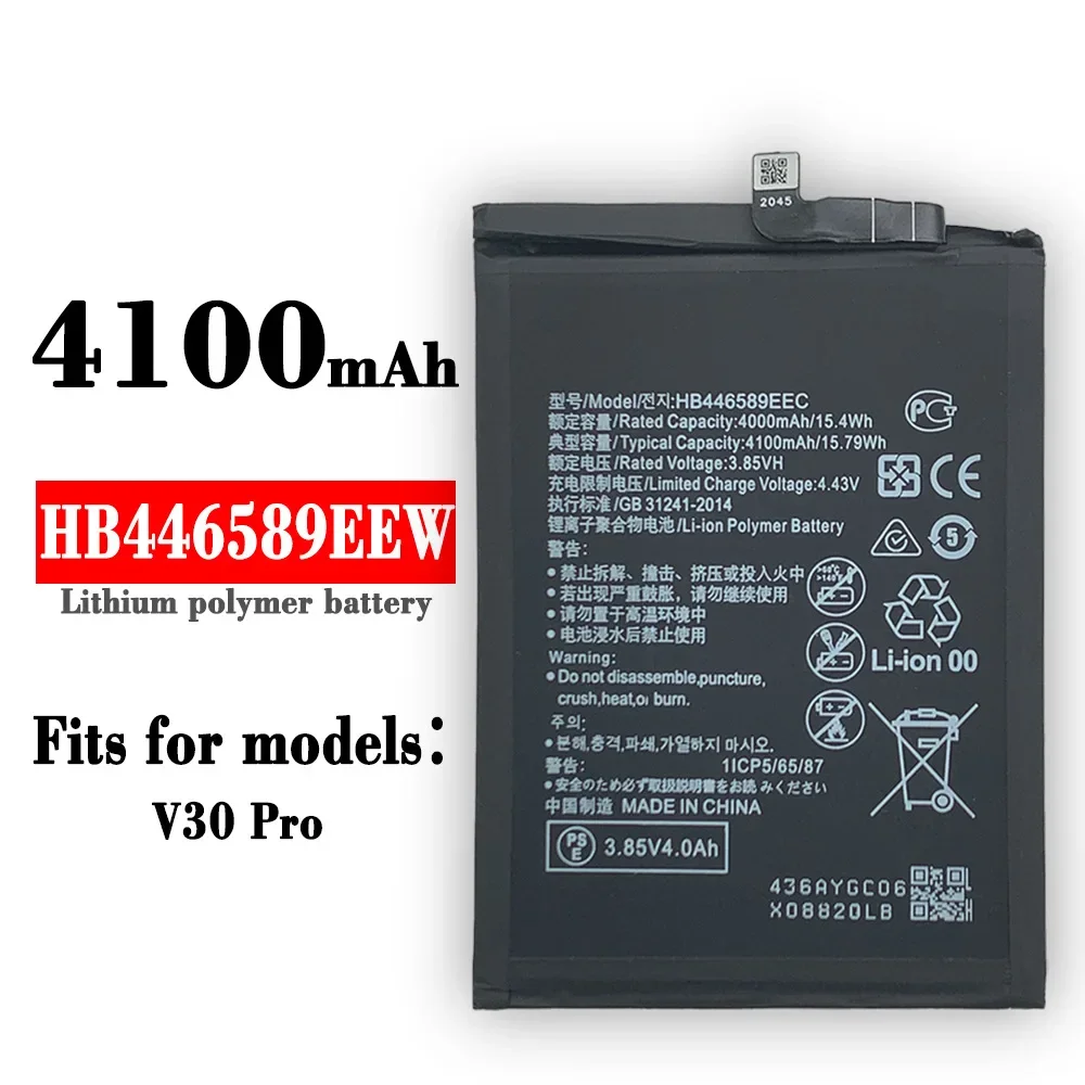 

HB446589EEW Replacement Battery For Huawei V30 Pro Phone Large Capacity Internal Latest Rechargeable Bateria + Free Tool