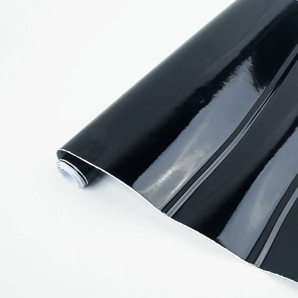 1Roll 30x152cm Black Glossy Vinyl Film Gloss Glossy Car Wrap Foil Sticker With Air Bubble Free Motorcycle Car Wrapping Sticker