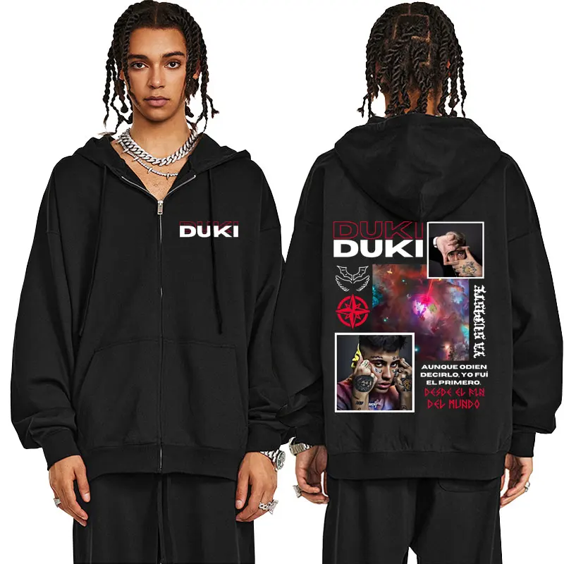 Fashion Rapper Duki Antes De Ameri Graphic Zip Up Hoodie Male Fashion Zipper Jacket Men Women Clothing Hip Hop Oversized Hoodies