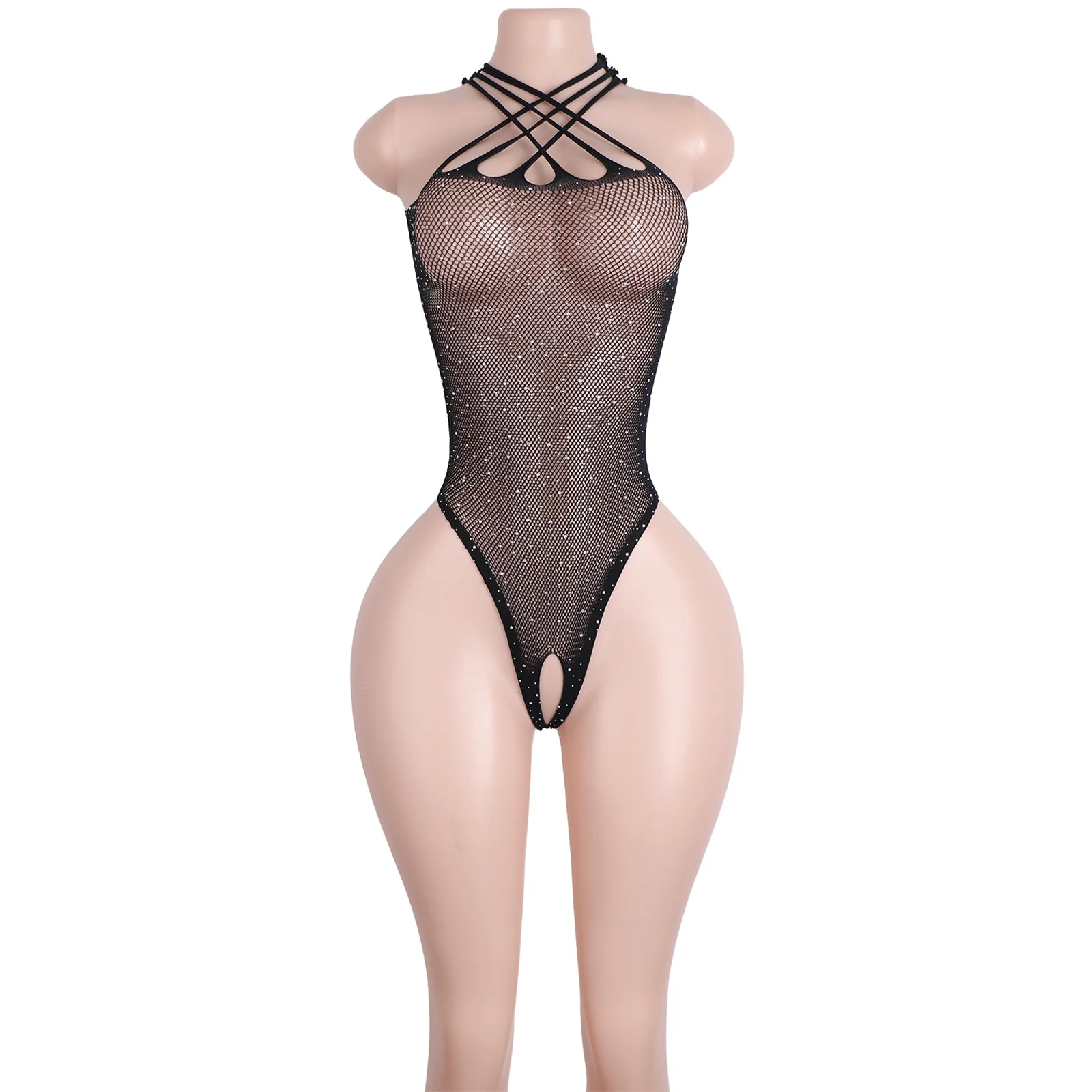 Thong Fishnet Mesh Bodysuit Sexy Lingerie Dance Outfits Exotic Clubwear Performance See-Through Costumes Apparel Event Dresses view 2