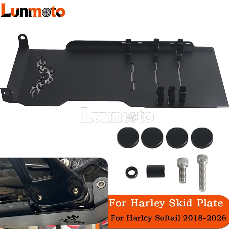 Pazoma Heavy Duty Aluminum Skid Plate Black Anodized Engine Impact Guard For Harley Softail Breakout Heritage Classic 2018-2026