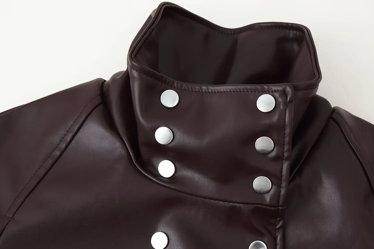 Women Fashion Leather Jacket Slim Fit Stand Collar Coat Spring Autumn Female Double-Breasted High Street New Lady Jackets