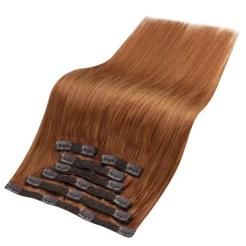 Imagen 2 del producto Extensiones de cabello humano con brillo completo, extensiones de cabello con Clip, cabello Remy, 7 Uds., 105g, extensiones de cabello de doble trama, cabello humano para mujer