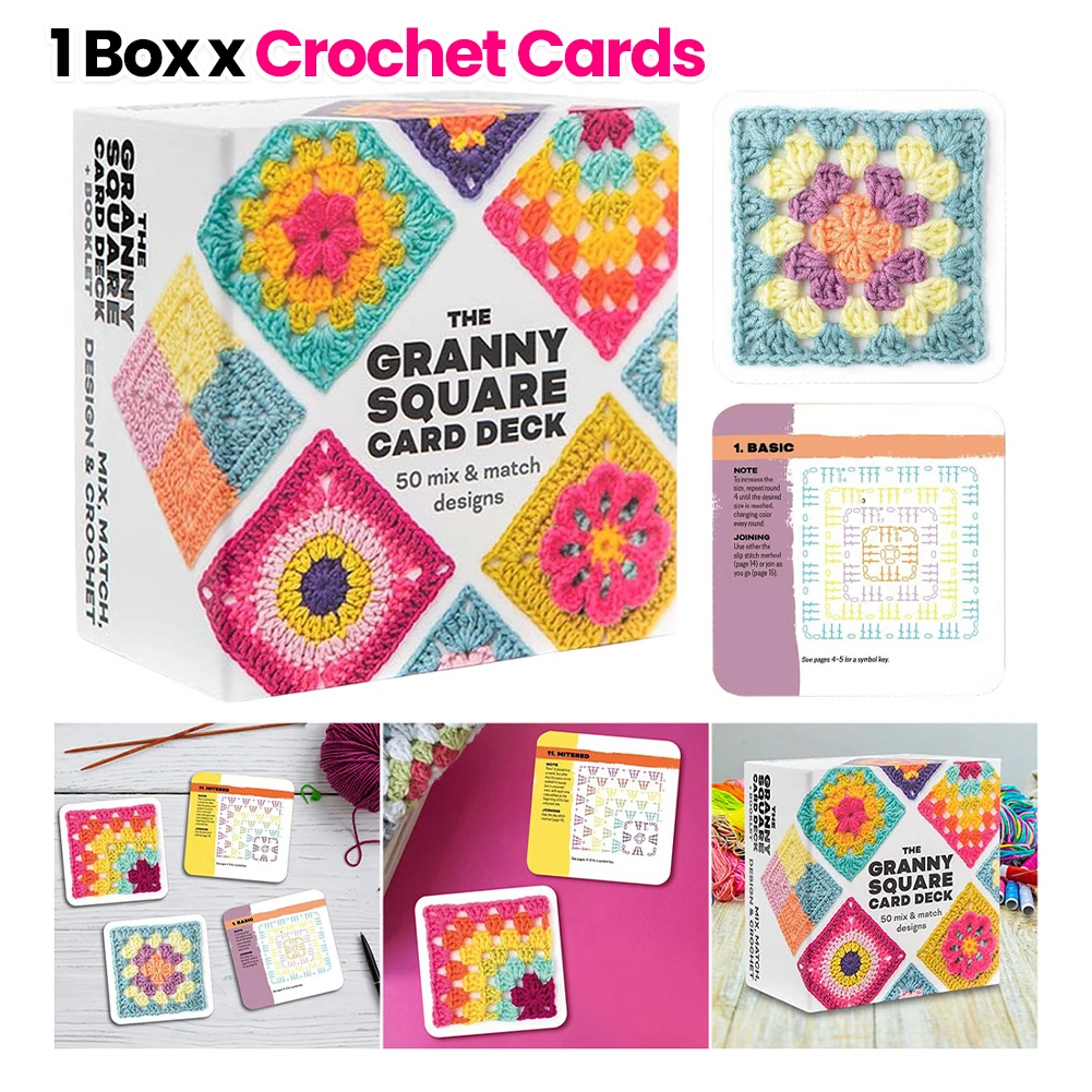 50 Mix & Matchs Designs Knitting Kit DIY Knitted Pattern Cards Set Crochet Patterns for Adults DIY Grandma Knitted Pattern Set