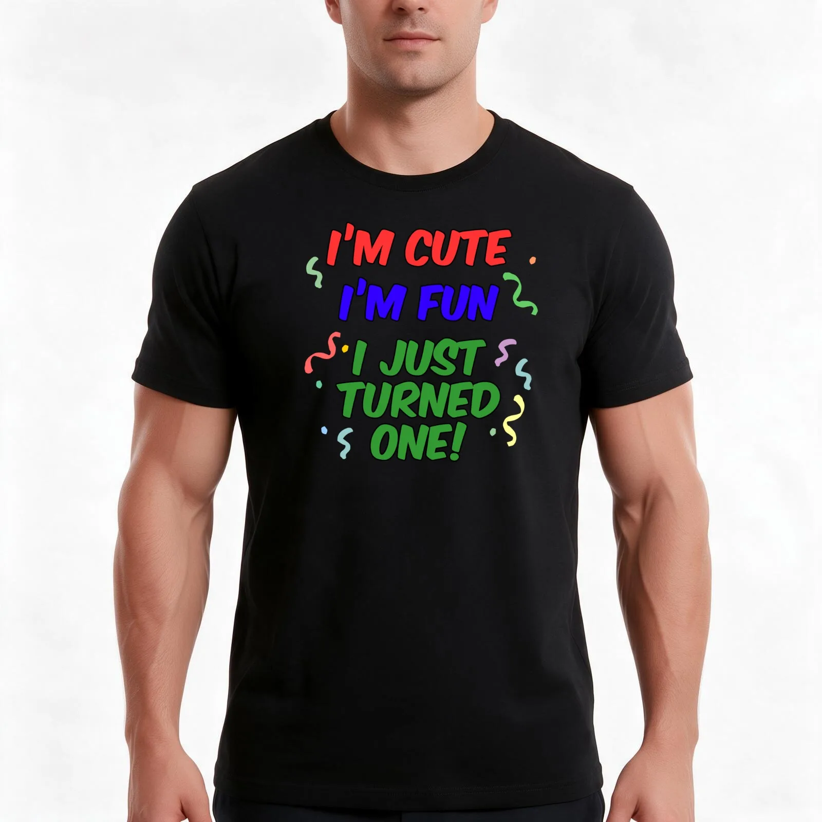 I'm Cute I'm Fun I Just Turned One 1st Milestone Birthday T-Shirt, Summer Casual Cotton Tee, Oversized Streetwear Tops