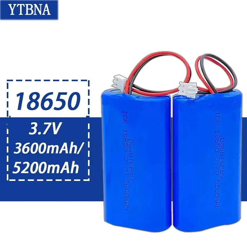 

3.7V 18650 Lithium Ion Battery Pack 3600mAh 5200mAh Rechargeable with PCB Safety Protection for LED Light, Bluetooth Speaker