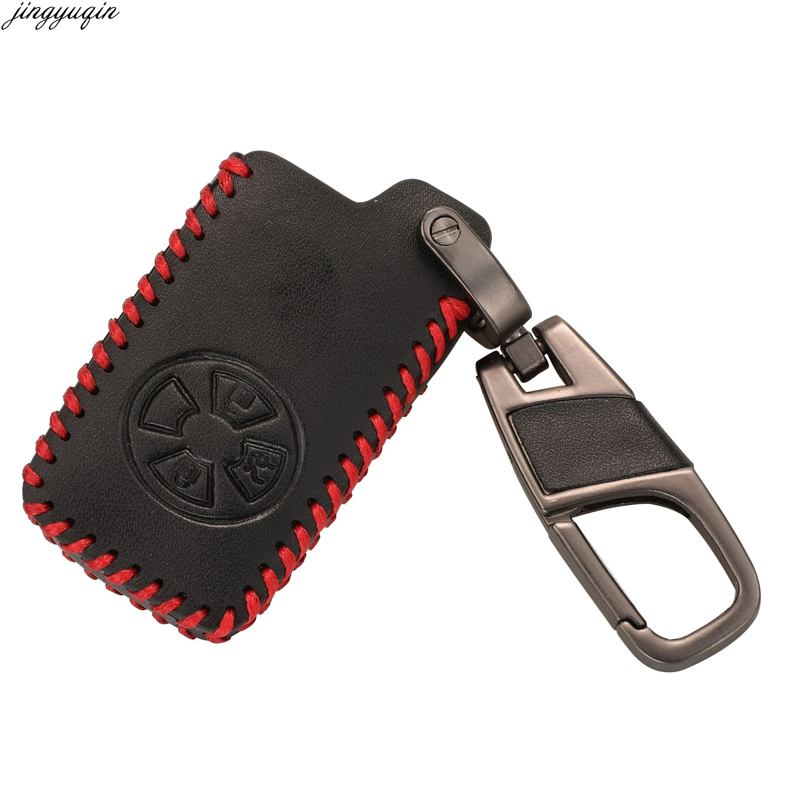 Jingyuqin Remote Car Leather Key Case Cover For Toyota RAV4 2009 2011 RAV 4 Yaris 2011 3 Buttons Smart Keychain With Key Ring