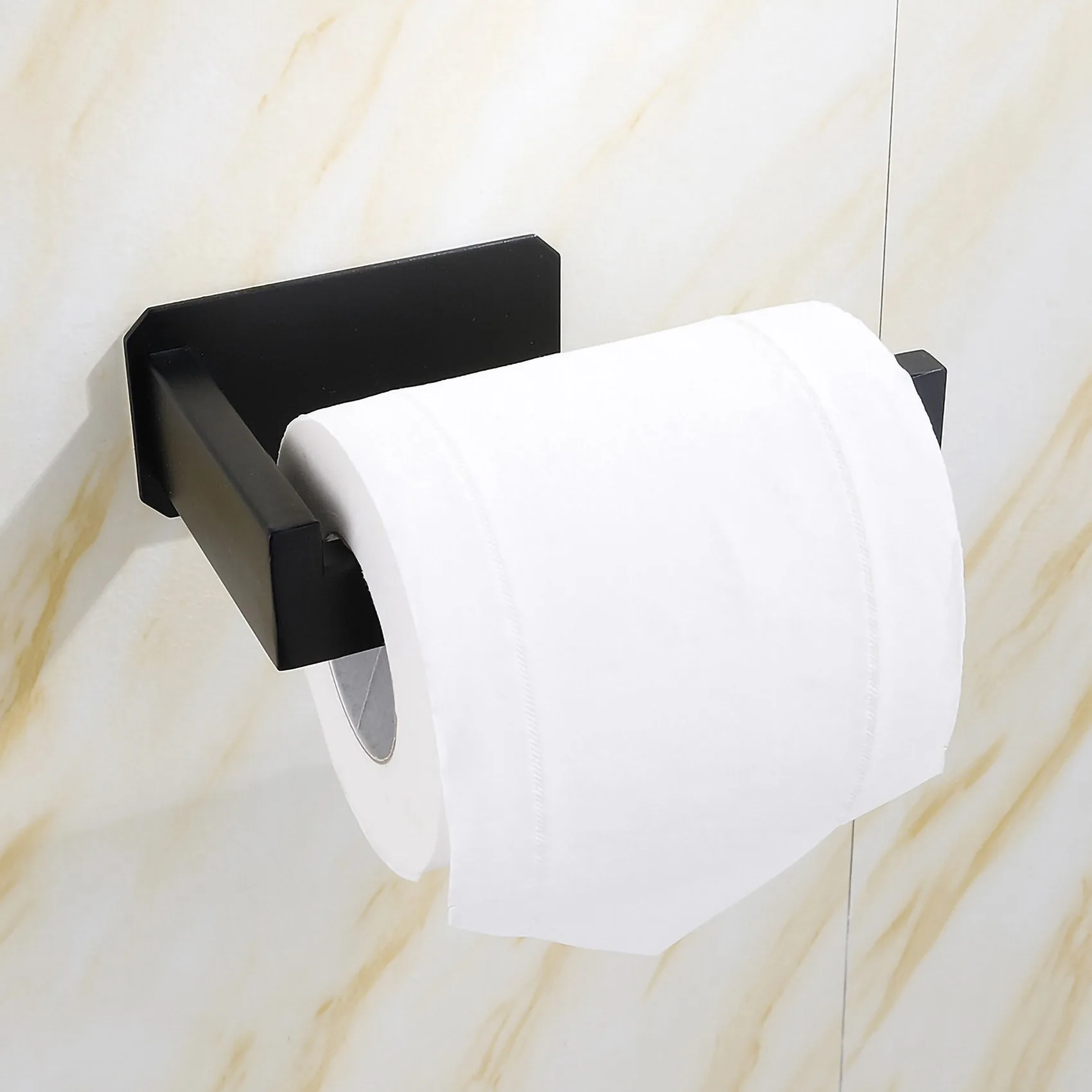 【NEW YEAR  】Toilet Paper Holder Self Adhesive Toilet Paper Roll Holder For Bathroom Washroom Kitchen Stick On Wall Mount Matt Bl