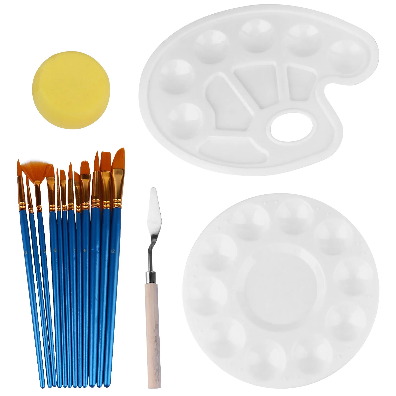 

1Set Watercolor Painting Set Art Paintbrush Palette for Various Techniques Maximum Comfort Hard Straight Sizes